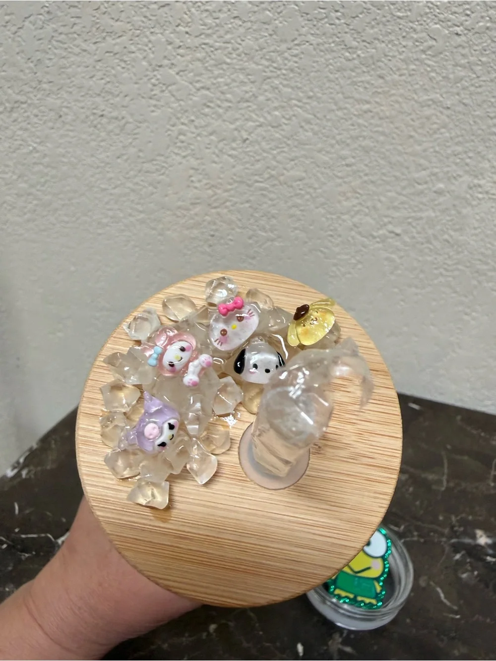 Sanrio Characters 20 oz Skinny Glass Glow Cup with Extra Lid Handmade